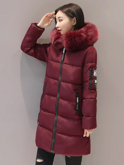 Jachetă nouă de iarnă pentru femei Parka lungă Îmbrăcăminte coreeană cu glugă guler de blană Jachete supradimensionate subțire, caldă, groasă, haină lungă pentru femei