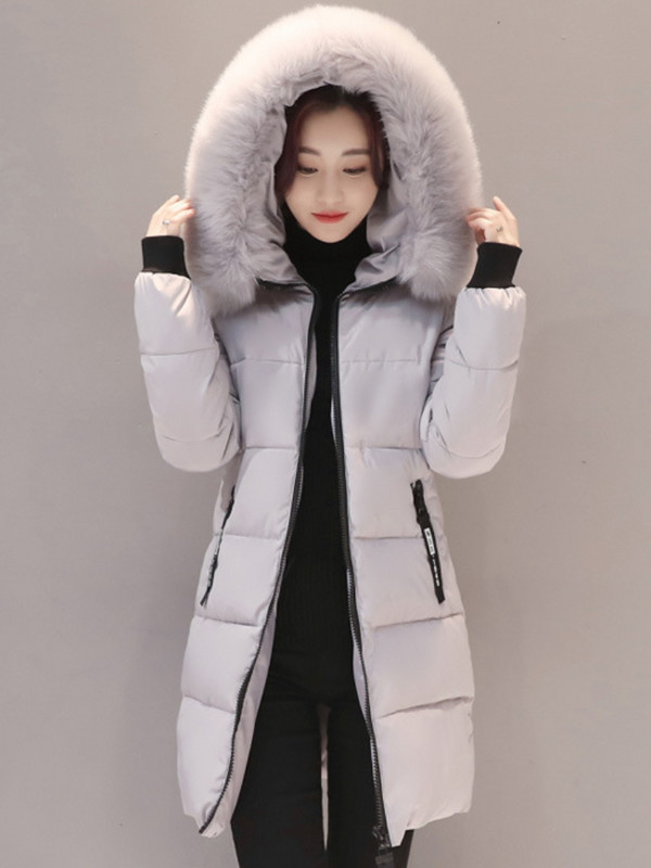 Jachetă nouă de iarnă pentru femei Parka lungă Îmbrăcăminte coreeană cu glugă guler de blană Jachete supradimensionate subțire, caldă, groasă, haină lungă pentru femei