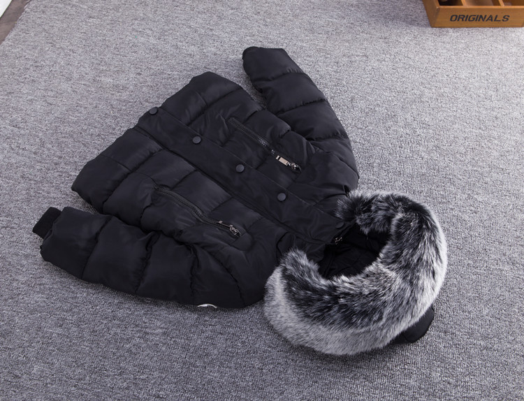 Parkas Gyerekruházat Sűrűsödő Szőrmegallér Pamut Fiúk Lányok Baba Téli Divat Európa Amerika Megfázás megelőzés Dagály