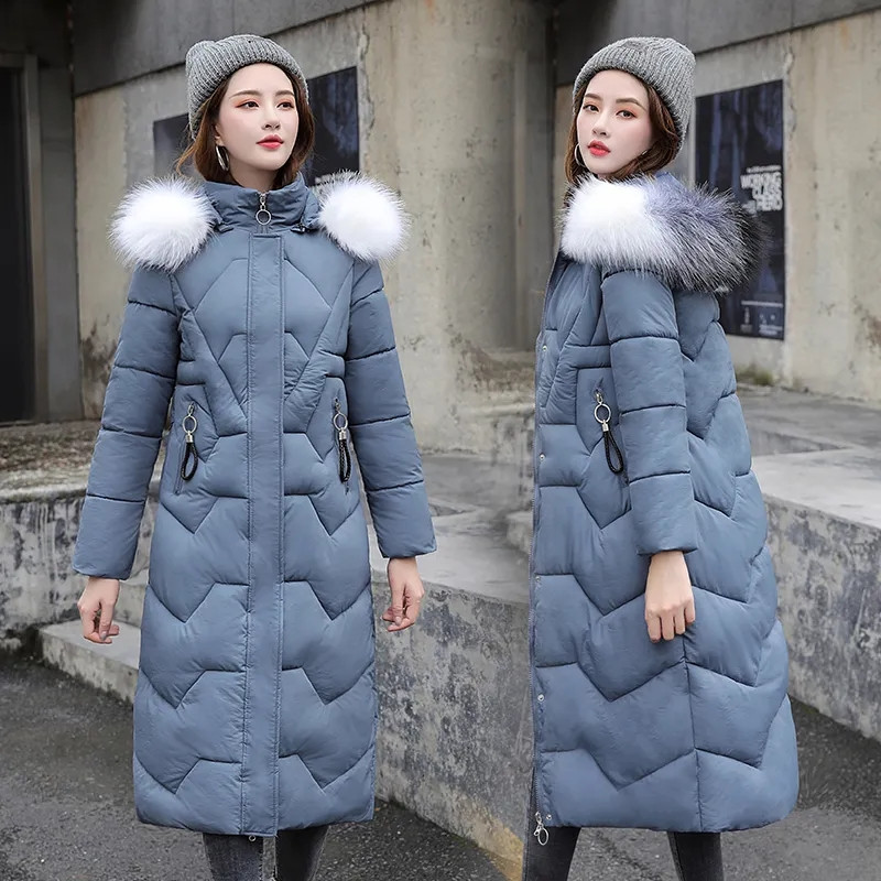 Jachetă de iarnă pentru femei Parkas 2023, nou, haină lungă, guler de blană, pardesiu cu glugă, pentru femei, din bumbac cald, parka căptușită, îmbrăcăminte de îmbrăcăminte plus mărime 3XL