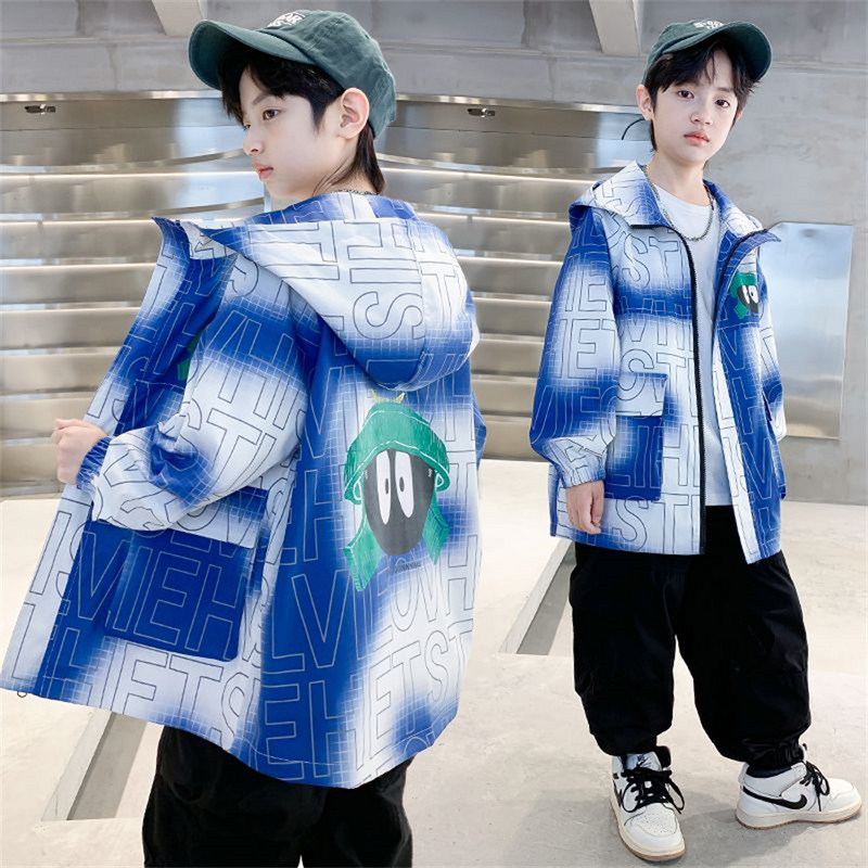 Jachetă de toamnă pentru băieți, la modă nouă 2023, jachetă de vânt pentru copii, haină imprimată cu litere, jachetă de costum cu glugă, îmbrăcăminte casual pentru băieți