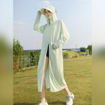 Îmbrăcăminte de protecție solară pentru femei UPF50+ Jachetă UV, buzunar, stil largi, haină lungă de piele, cu lentile de pălărie, călătorii de vară, în aer liber, sălbăticie