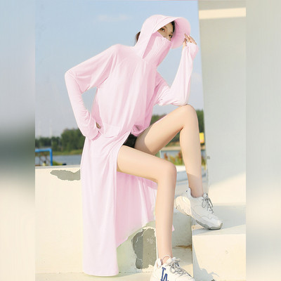 Îmbrăcăminte de protecție solară pentru femei UPF50+ Jachetă UV, buzunar, stil largi, haină lungă de piele, cu lentile de pălărie, călătorii de vară, în aer liber, sălbăticie