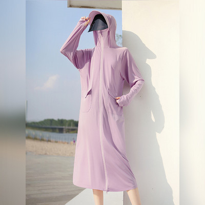 Îmbrăcăminte de protecție solară pentru femei UPF50+ Jachetă UV, buzunar, stil largi, haină lungă de piele, cu lentile de pălărie, călătorii de vară, în aer liber, sălbăticie