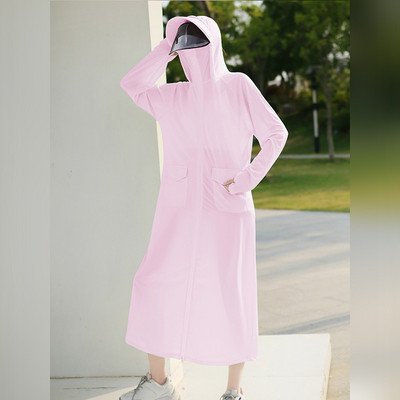 Îmbrăcăminte de protecție solară pentru femei UPF50+ Jachetă UV, buzunar, stil largi, haină lungă de piele, cu lentile de pălărie, călătorii de vară, în aer liber, sălbăticie