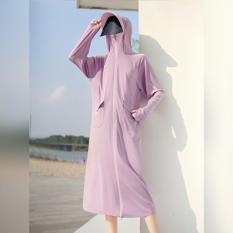 Îmbrăcăminte de protecție solară pentru femei UPF50+ Jachetă UV, buzunar, stil largi, haină lungă de piele, cu lentile de pălărie, călătorii de vară, în aer liber, sălbăticie