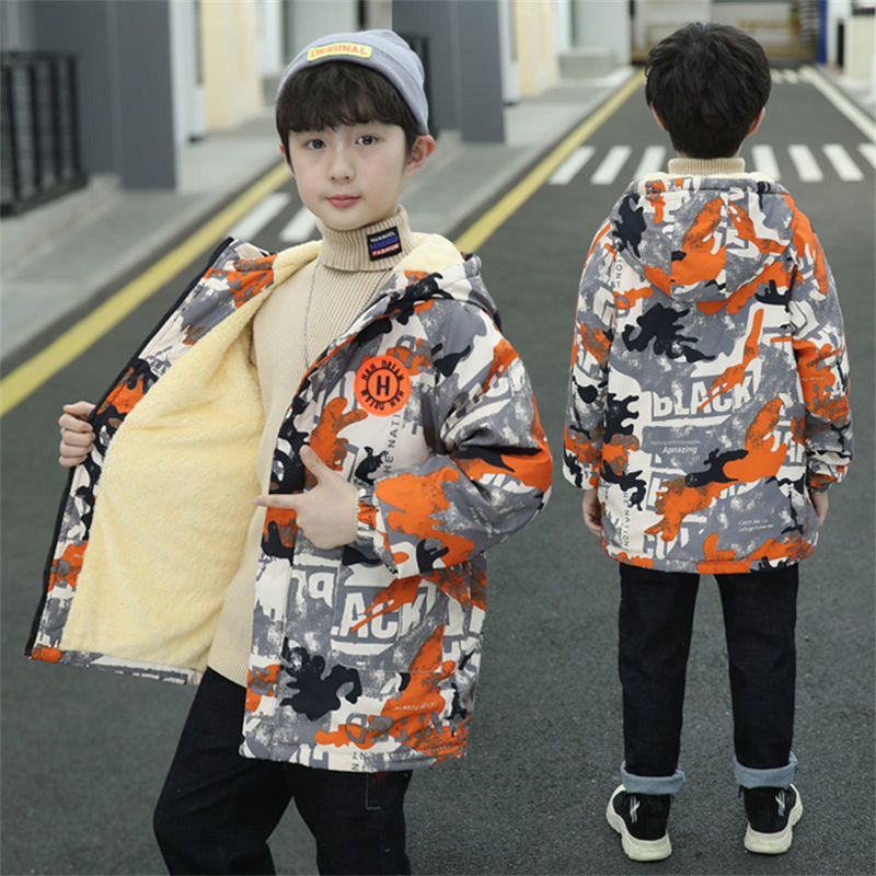 Gyermek pehelykabát Téli Tinédzser Ruha Fiúk Kapucnis Pamut párnázott Parka és kabátok Baba Vastag Meleg Hosszú dzsekik Gyerek Felsőruházat