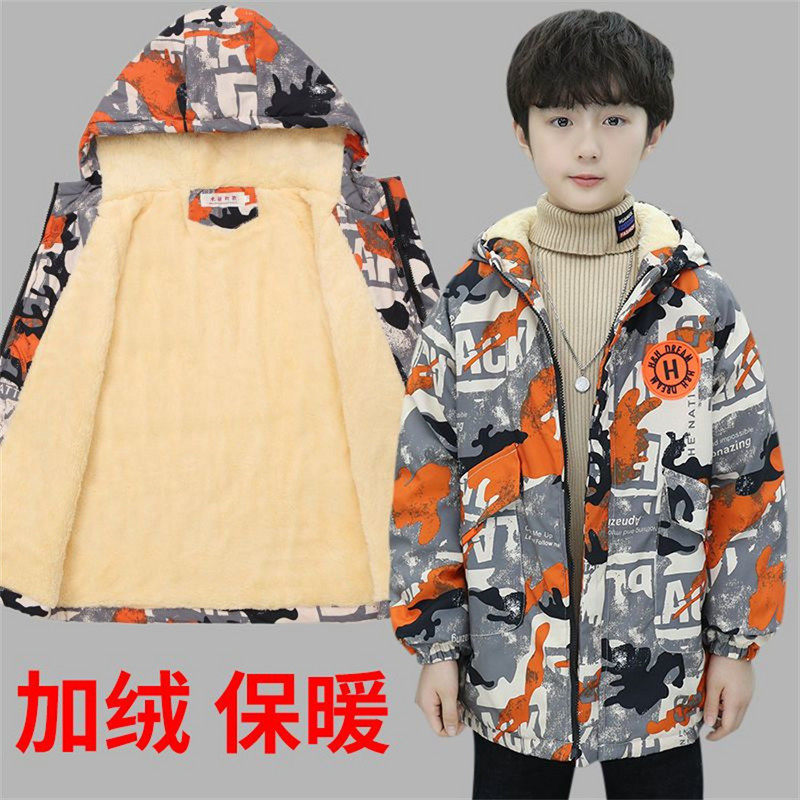 Gyermek pehelykabát Téli Tinédzser Ruha Fiúk Kapucnis Pamut párnázott Parka és kabátok Baba Vastag Meleg Hosszú dzsekik Gyerek Felsőruházat