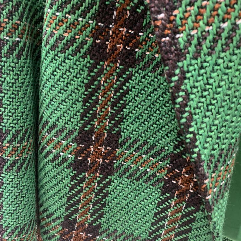 Jauna rūtainā vilnas jaka Sieviešu tvīda žakete ar augstu vidukli Pavasara rudens apgriezta jaka Mazs uzvalks Virsdrēbes Biroja dāmu korejiešu topi