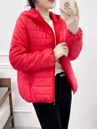 Jachete din bumbac, minimaliste, ușoare, pentru femei, 2023, noua iarnă, în stil coreean, parkas matlasate cu glugă, îmbrăcăminte de vânt pentru femei