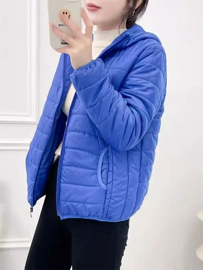 Jachete din bumbac, minimaliste, ușoare, pentru femei, 2023, noua iarnă, în stil coreean, parkas matlasate cu glugă, îmbrăcăminte de vânt pentru femei