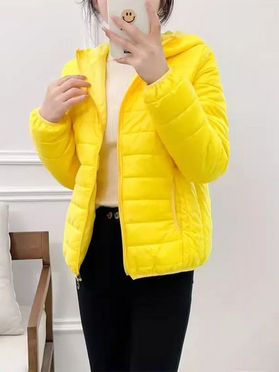 Jachete din bumbac, minimaliste, ușoare, pentru femei, 2023, noua iarnă, în stil coreean, parkas matlasate cu glugă, îmbrăcăminte de vânt pentru femei