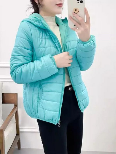 Jachete din bumbac, minimaliste, ușoare, pentru femei, 2023, noua iarnă, în stil coreean, parkas matlasate cu glugă, îmbrăcăminte de vânt pentru femei
