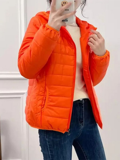 Jachete din bumbac, minimaliste, ușoare, pentru femei, 2023, noua iarnă, în stil coreean, parkas matlasate cu glugă, îmbrăcăminte de vânt pentru femei