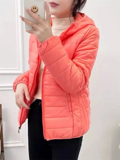 Jachete din bumbac, minimaliste, ușoare, pentru femei, 2023, noua iarnă, în stil coreean, parkas matlasate cu glugă, îmbrăcăminte de vânt pentru femei