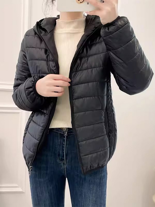 Jachete din bumbac, minimaliste, ușoare, pentru femei, 2023, noua iarnă, în stil coreean, parkas matlasate cu glugă, îmbrăcăminte de vânt pentru femei