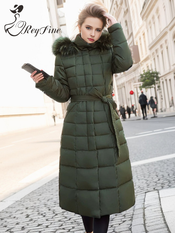 Parka de iarnă pentru damă, cu glugă, cu centură de blană, groasă, caldă, supradimensionată, căptușită, haină lungă matlasată demi-sezon neagră pentru femei 2023