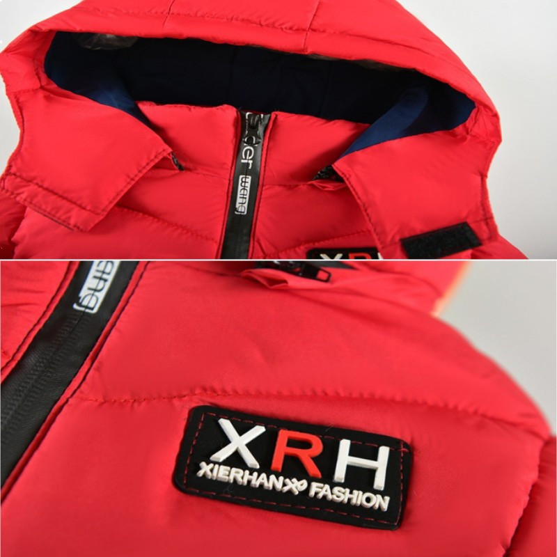 Jachetă de iarnă groasă, caldă, mozaic, cu glugă, cu fermoar.