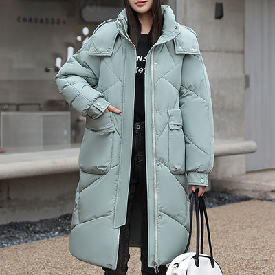 Jachetă de iarnă pentru femei 2023, ocazional, subțire, cu glugă, parkas lungi, ușoare, calde, haine din bumbac, căptușite, de lungime medie