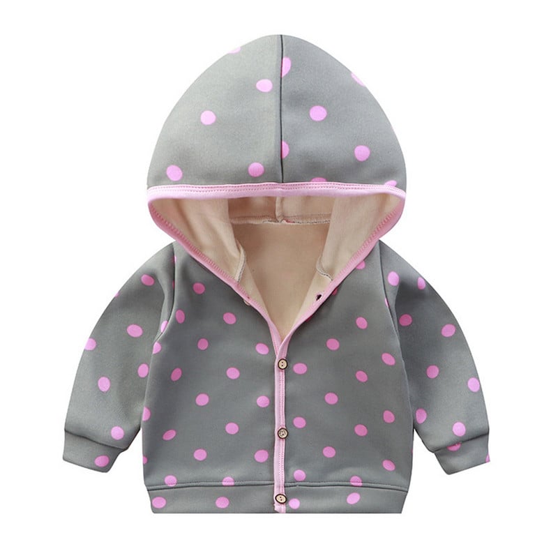 Kūdikių berniukų mergaičių gobtuvai, paminkštinti ilgomis rankovėmis, užsegami striukė, automobiliniai dryžuoti taškeliais