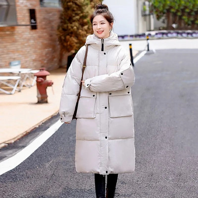 Jachetă de iarnă Parka pentru zăpadă pentru femei 2023, nou cu glugă, îngroșat, haine calde din bumbac Jachetă largi Parka lungă îmbrăcăminte exterioară