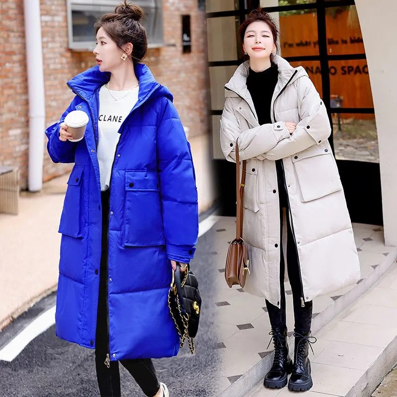 Jachetă de iarnă Parka pentru zăpadă pentru femei 2023, nou cu glugă, îngroșat, haine calde din bumbac Jachetă largi Parka lungă îmbrăcăminte exterioară