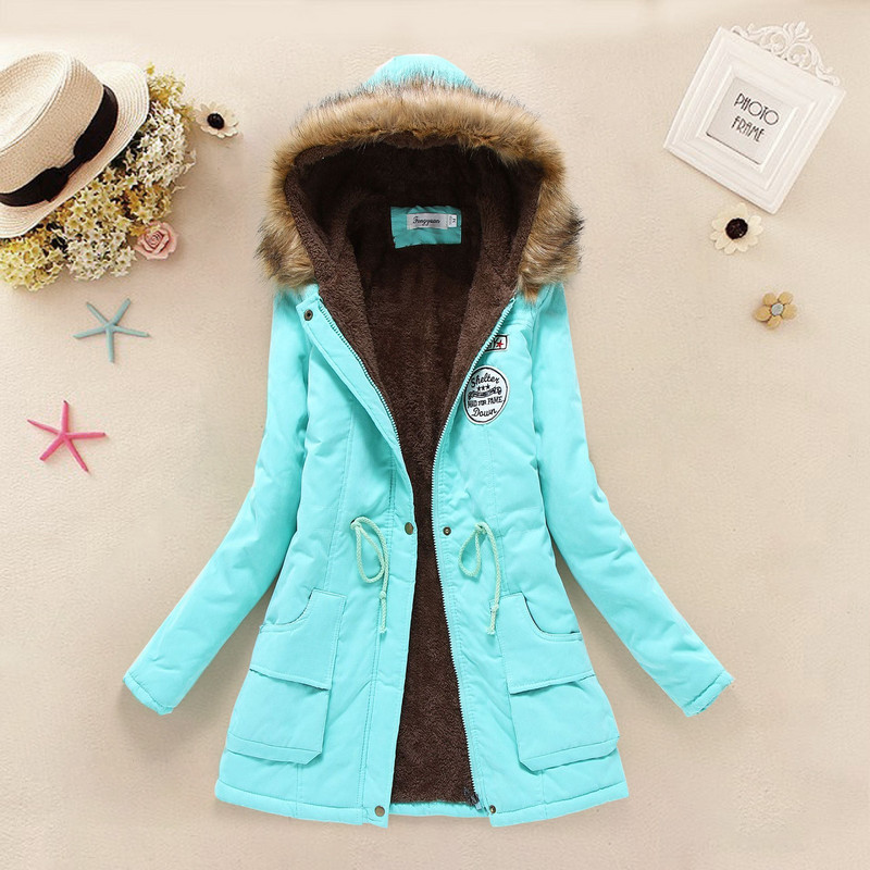 2023 Iarna îngroșați paltoane matlasate femei Parka guler de blană cu glugă caldă fleece jachetă lungă femei ocazional îmbrăcăminte jachetă din bumbac