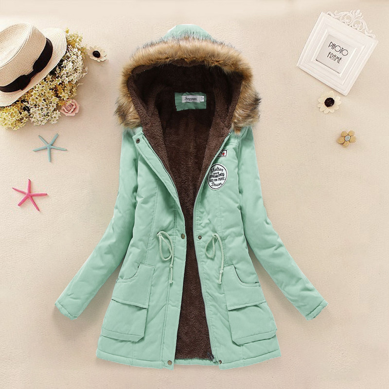 2023 Iarna îngroșați paltoane matlasate femei Parka guler de blană cu glugă caldă fleece jachetă lungă femei ocazional îmbrăcăminte jachetă din bumbac