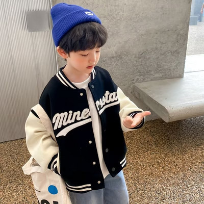 Jachete pentru băieți, ținute de primăvară și toamnă, noi stiluri occidentalizate, topuri la modă și costume de baseball pentru copii de 8 ani