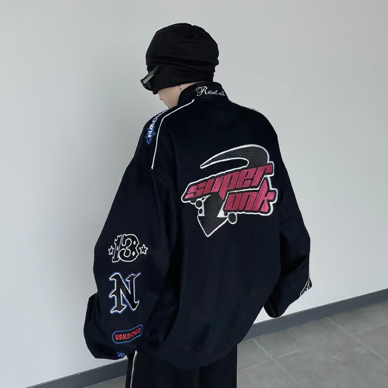 Jachetă stil Y2K Racing 2022, haină fierbinte pentru bărbați și femei, cu imprimeu, epocă, casual, cu mâneci lungi, cu mâneci lungi, primavara toamnă