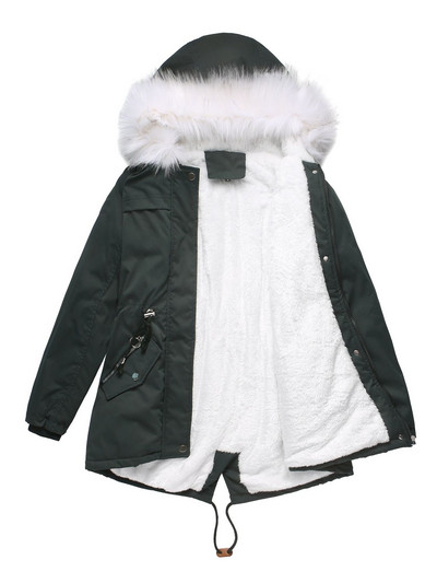 2022, iarnă, parcas supradimensionată pentru femei, la modă, solidă, groasă, caldă, cu glugă, din bumbac, căptușită, ocazional, largi, jachete