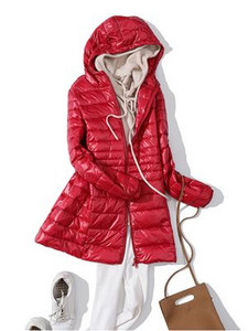 Jachete de iarnă noi 2023 pentru femei, haină lungă din puf de rață alb, parka cu glugă, căptușită, ultra ușoară, portabilă, pentru femei