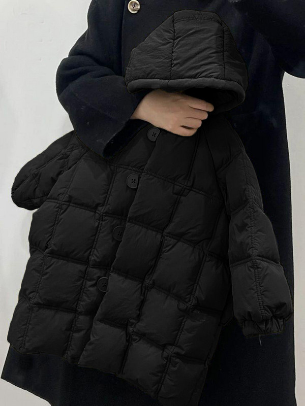 Ziemas zēni meiteņu mētelis ar kapuci Bērnu kokvilnas apģērbi ikdienas stilā kvadrātveida režģis Vidējie tīņi bērnu vates jaka XMP474