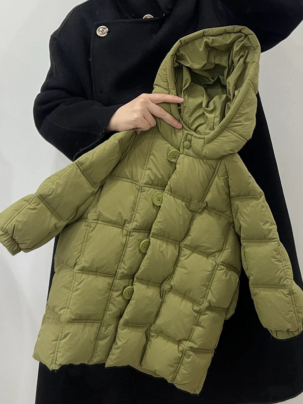 Ziemas zēni meiteņu mētelis ar kapuci Bērnu kokvilnas apģērbi ikdienas stilā kvadrātveida režģis Vidējie tīņi bērnu vates jaka XMP474