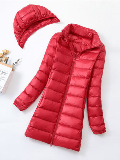 Sieviešu noņemamas ziemas jakas ar kapuci 2023. gada īpaši vieglas pīļu dūnu mēteļi, modes biroja sieviešu garās spalvu parkas 7XL