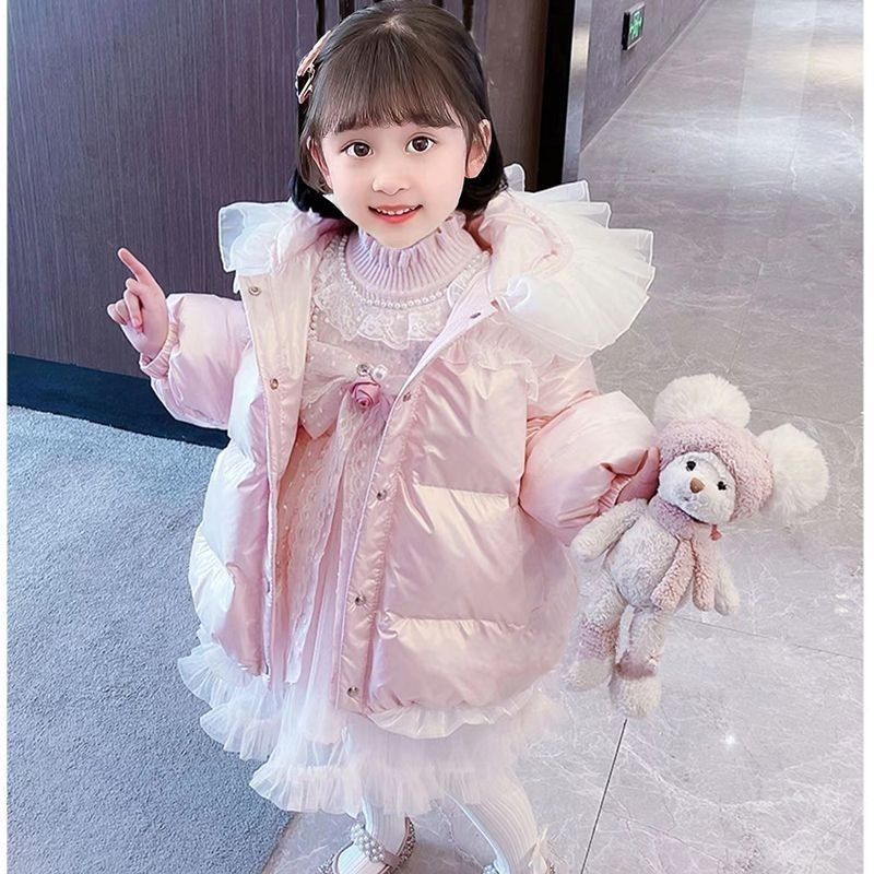 Jachetă pentru fete 4-12 ani Jachetă groasă și călduroasă pentru fete Jachete de modă pentru fete Palton din bumbac Jachete cu glugă Jachetă parka căptușită pentru fete Q685