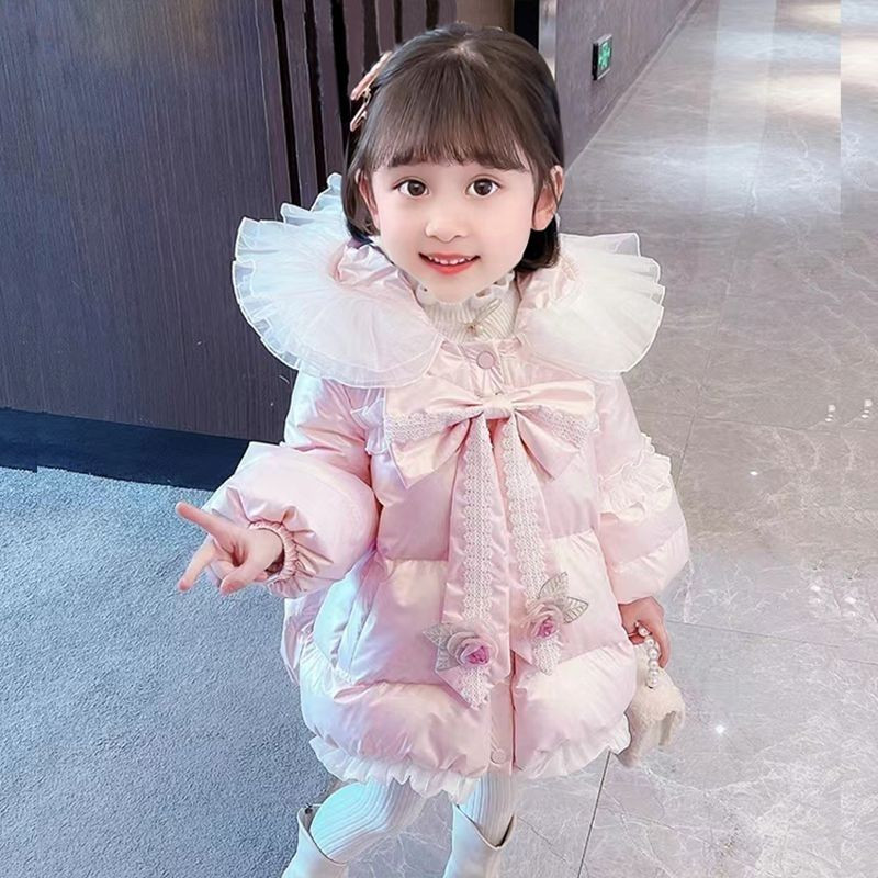 Jachetă pentru fete 4-12 ani Jachetă groasă și călduroasă pentru fete Jachete de modă pentru fete Palton din bumbac Jachete cu glugă Jachetă parka căptușită pentru fete Q685