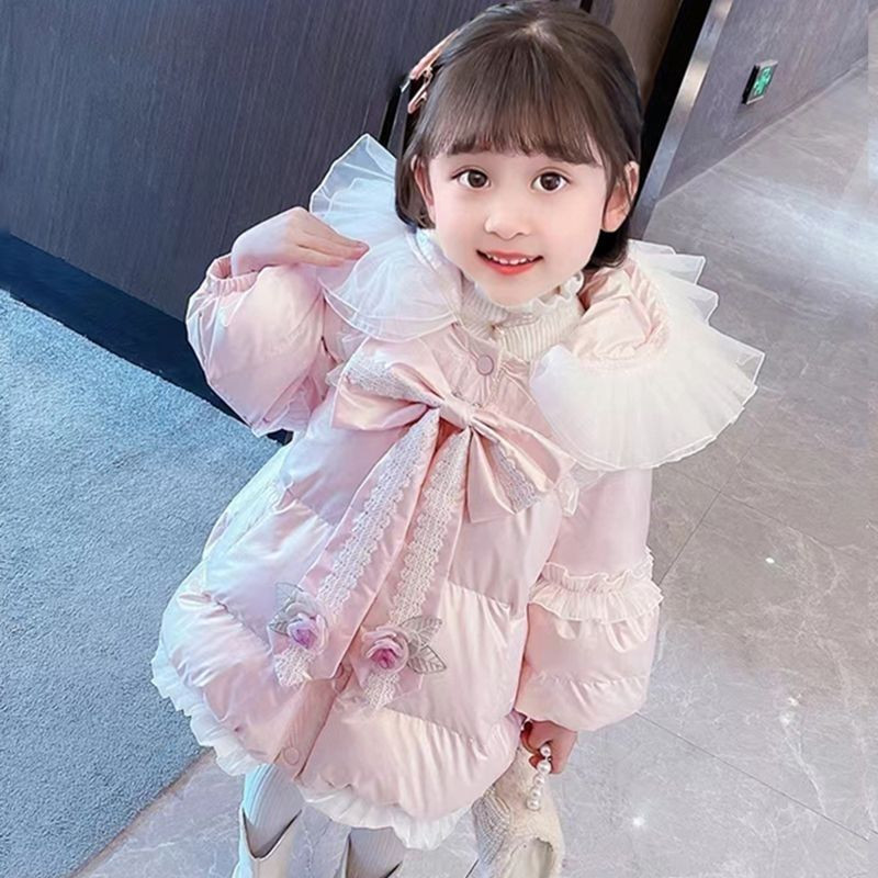 Jachetă pentru fete 4-12 ani Jachetă groasă și călduroasă pentru fete Jachete de modă pentru fete Palton din bumbac Jachete cu glugă Jachetă parka căptușită pentru fete Q685