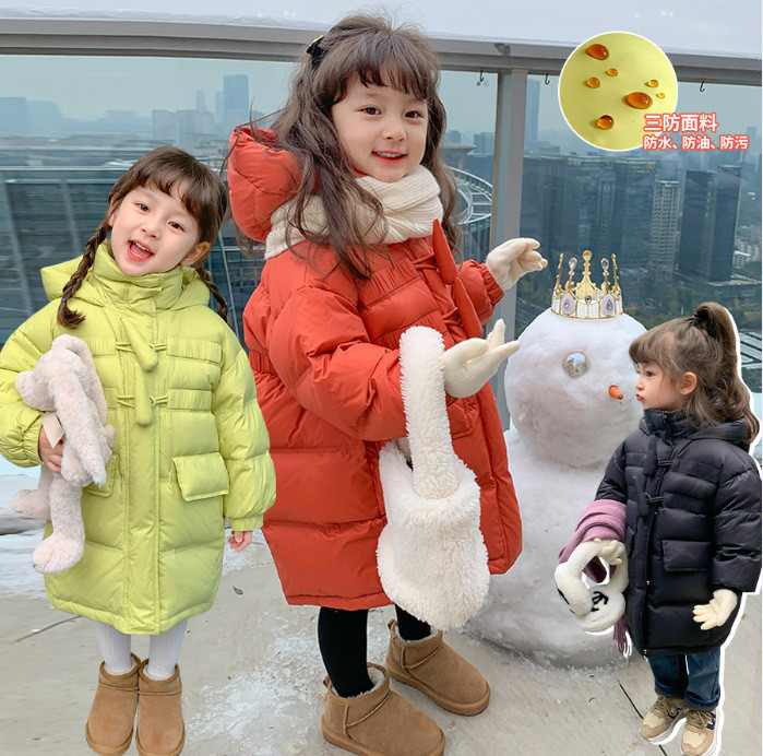 Jachetă de iarnă din puf de rață pentru fete, noua modă pentru copii, jachetă lungă coreeană, super moale, confortabilă, școală în aer liber, păstrează hainele calde