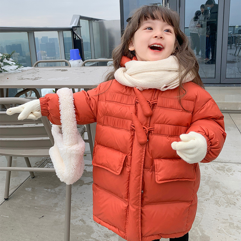 Jachetă de iarnă din puf de rață pentru fete, noua modă pentru copii, jachetă lungă coreeană, super moale, confortabilă, școală în aer liber, păstrează hainele calde