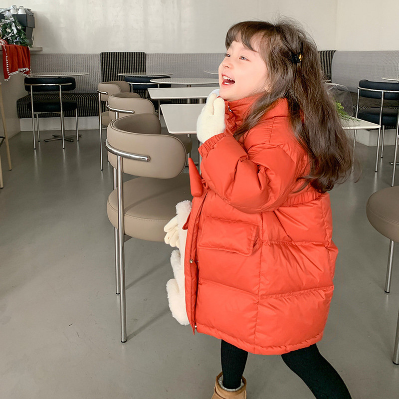 Jachetă de iarnă din puf de rață pentru fete, noua modă pentru copii, jachetă lungă coreeană, super moale, confortabilă, școală în aer liber, păstrează hainele calde