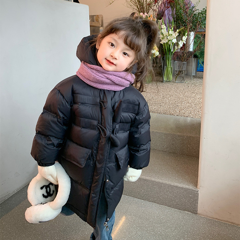 Jachetă de iarnă din puf de rață pentru fete, noua modă pentru copii, jachetă lungă coreeană, super moale, confortabilă, școală în aer liber, păstrează hainele calde