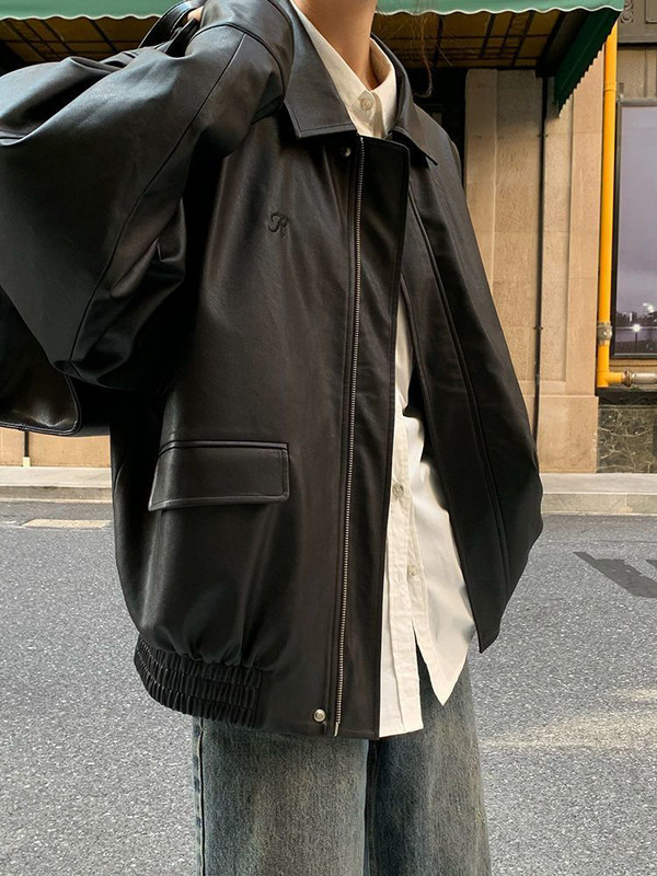 JY Vintage sieviešu pu jaka Sieviešu High Street Techwear Lielizmēra mākslīgās ādas motociklistu mēteļi Bf punk ikdienas apgriezti virsdrēbes