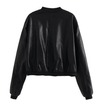 2023 Γυναικεία Vintage Bomber Chic Cropped PU Faux Leather Gothic Μπουφάν αγώνων Γυναικεία ποδηλατικά παλτά μπέιζμπολ μοτοσικλέτας Streetwear