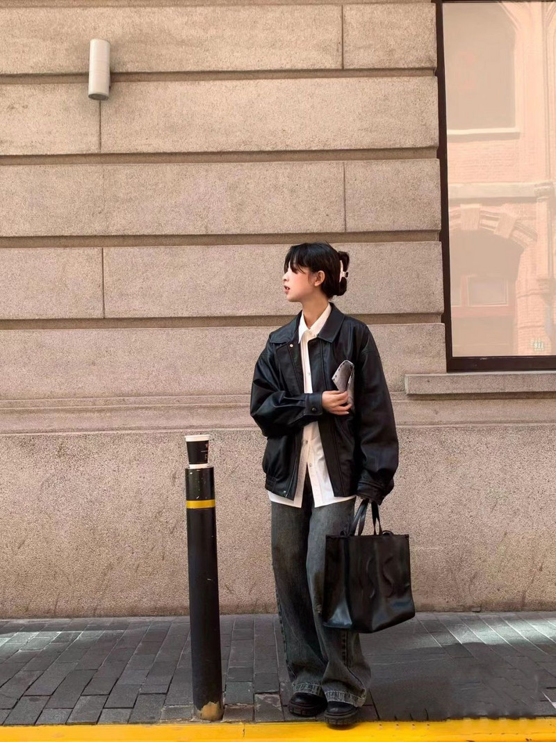 Jachetă vintage din piele PU pentru femei High Street Techwear Mantouri supradimensionate pentru motociclisti BF Punk Imbracaminte exterioară decupată ocazională largi