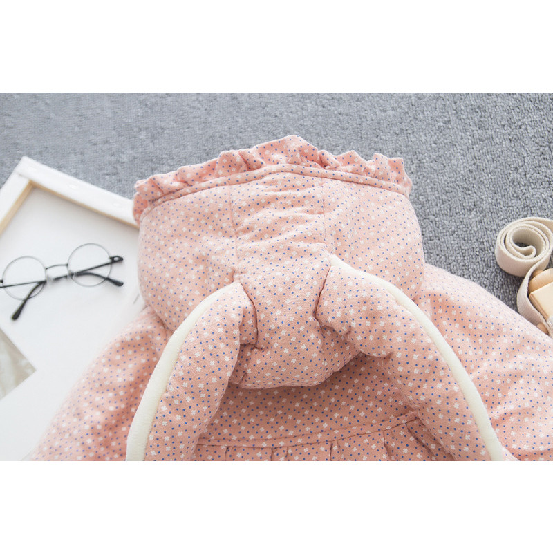 Jachete de iarnă pentru fete Plus jachetă groasă de catifea pentru fete paltoane drăguț imprimare cu glugă îmbrăcăminte pentru copii 1 2 3 4 5 ani îmbrăcăminte pentru zăpadă pentru copii