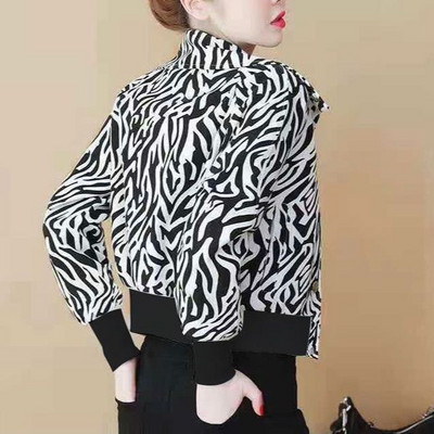 2023. gada pavasaris un rudens jaunais modes beisbola virsjaka, leoparda raksts, daudzpusīga brīva ikdienas jaka sieviešu īsā jaka