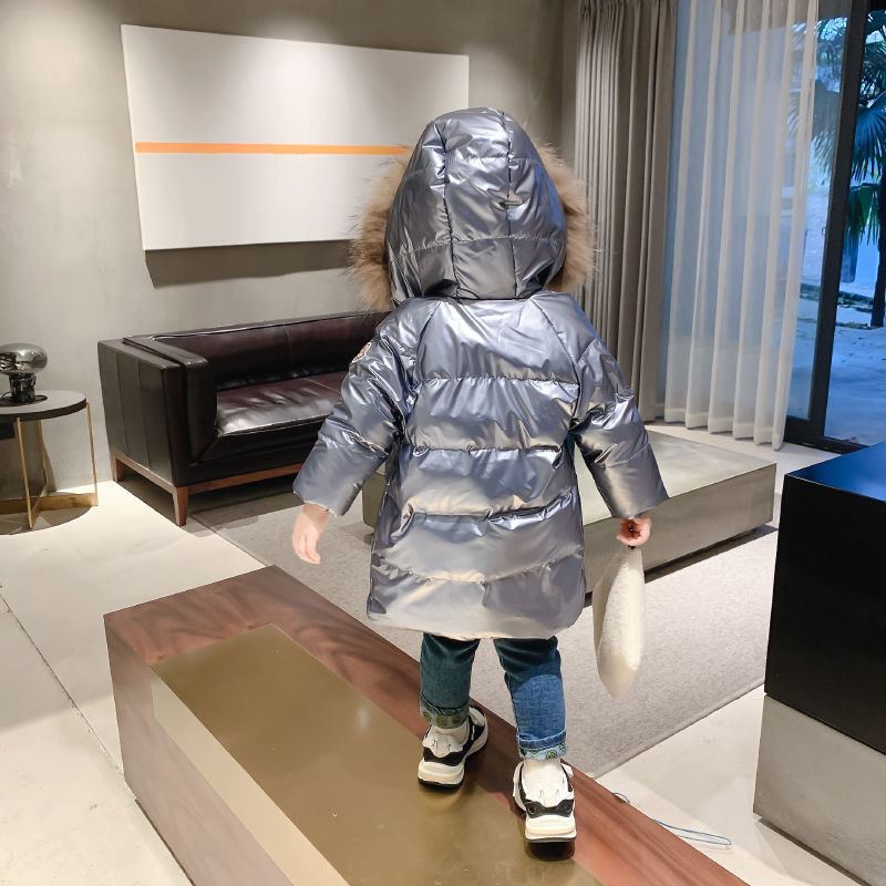 Jakna s kaputom s pačjim paperjem Dječaci Djevojčice Parke 2022 Zimska gornja odjeća s krznenom kapuljačom Metalna reflektirajuća odjeća za 4 5 6 7 8 9 10 godina