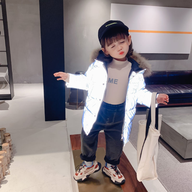 Jakna s kaputom s pačjim paperjem Dječaci Djevojčice Parke 2022 Zimska gornja odjeća s krznenom kapuljačom Metalna reflektirajuća odjeća za 4 5 6 7 8 9 10 godina