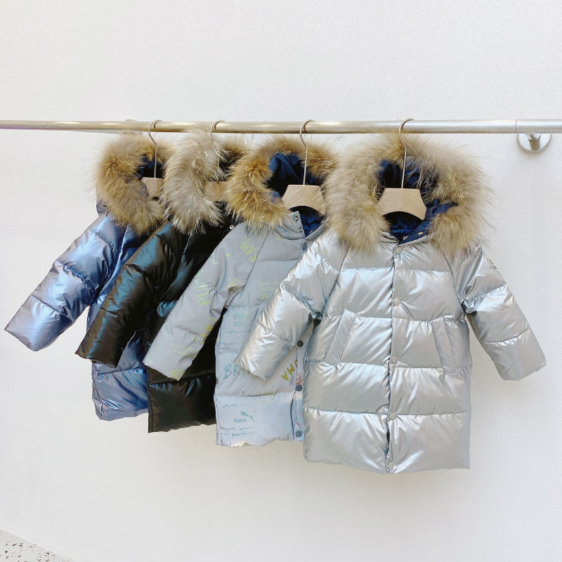 Jakna s kaputom s pačjim paperjem Dječaci Djevojčice Parke 2022 Zimska gornja odjeća s krznenom kapuljačom Metalna reflektirajuća odjeća za 4 5 6 7 8 9 10 godina